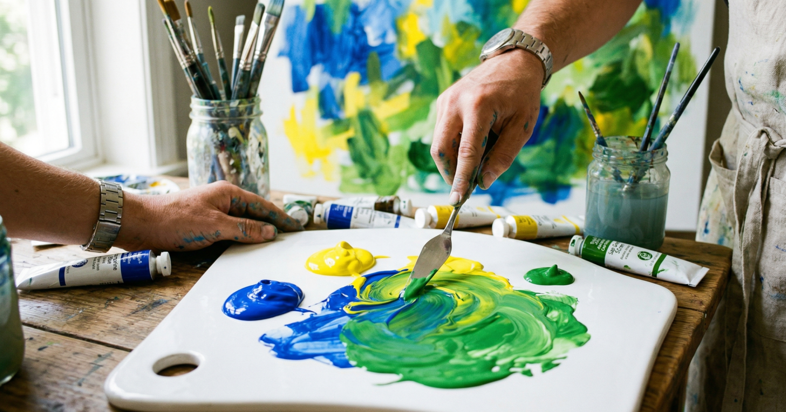 blue and yellow mixture