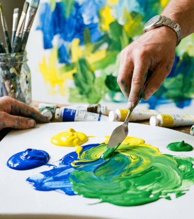 blue and yellow mixture
