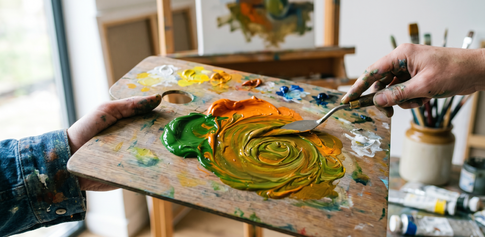 green and orange mixture