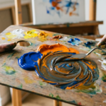 orange and blue colour mixture