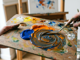 orange and blue colour mixture