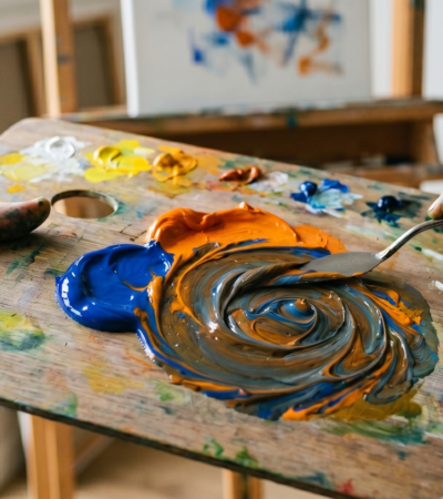 orange and blue colour mixture